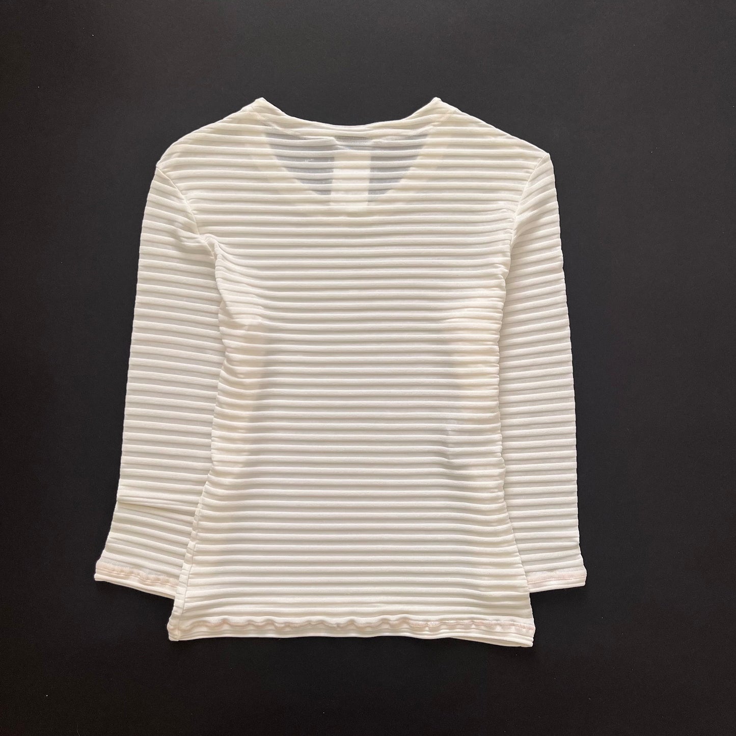 Italy ivory sheer stripe tops