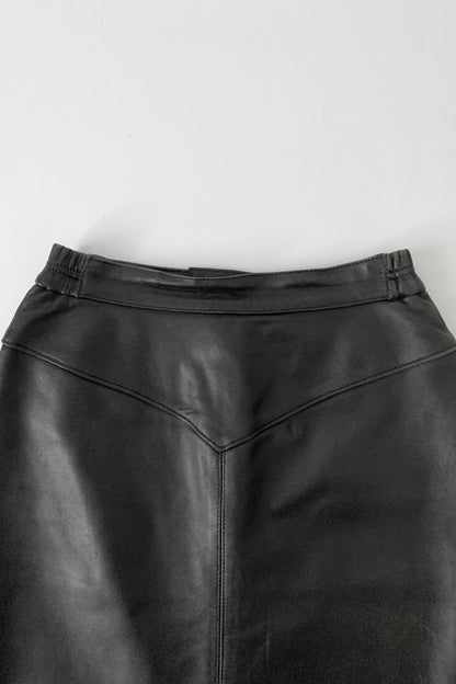 dark brown vintage leather skirt