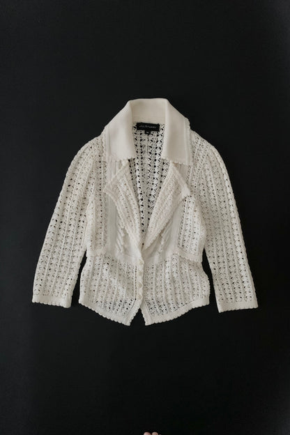 JILL STUART cream crochet cardigan