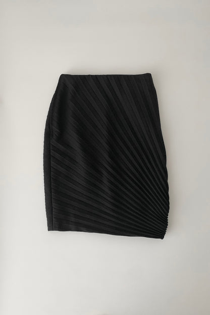 Italy black diagona pleats asymmetry skirt