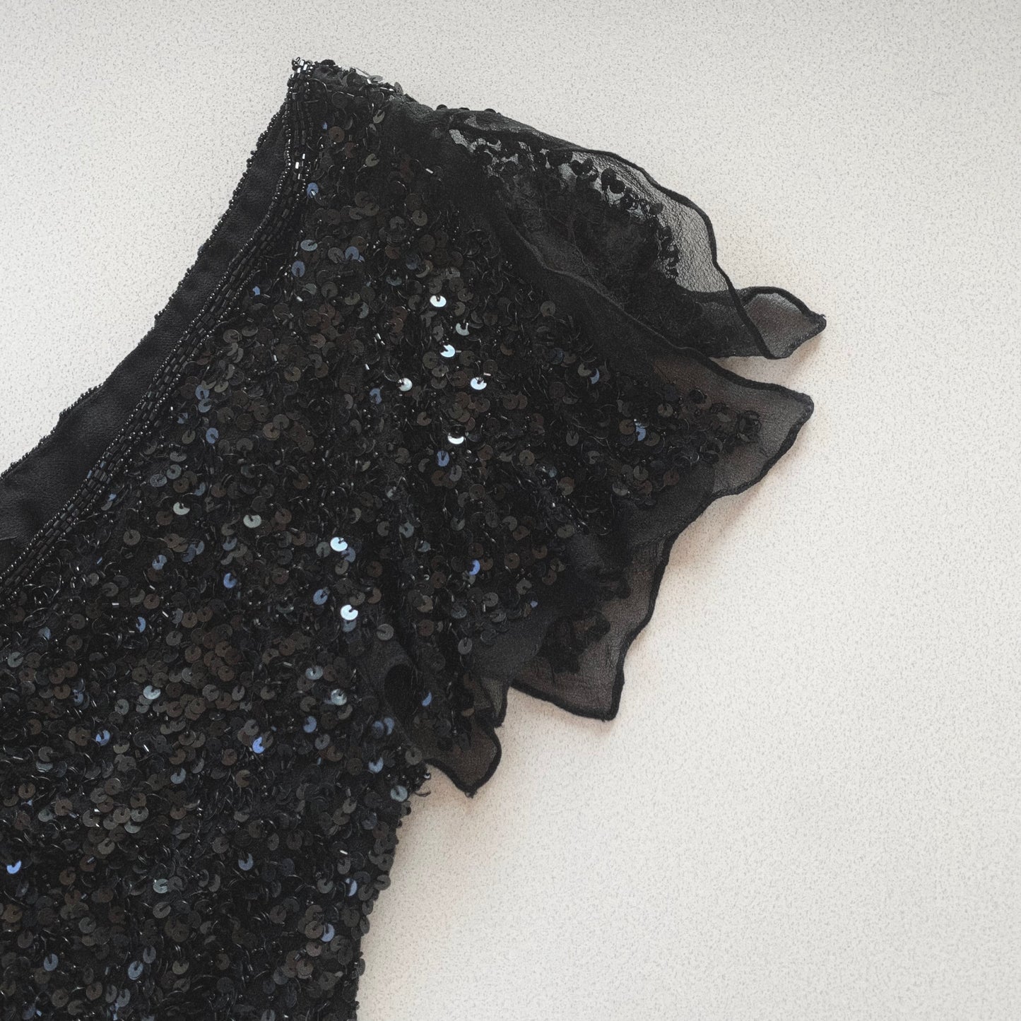 black sequins silk organzy tops