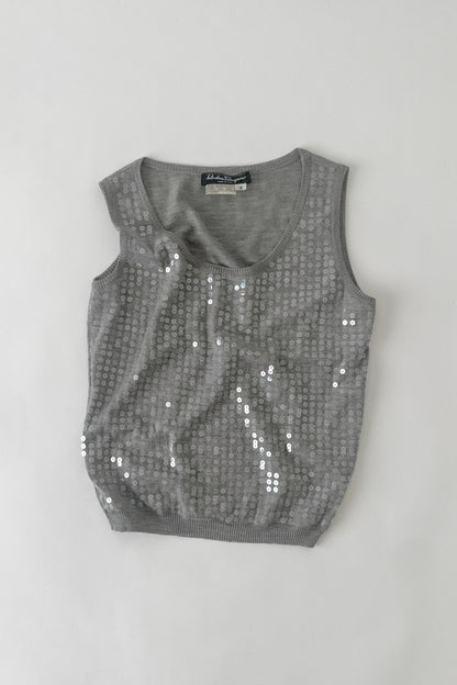 Salvatore Ferragamo gray sequins knit vest