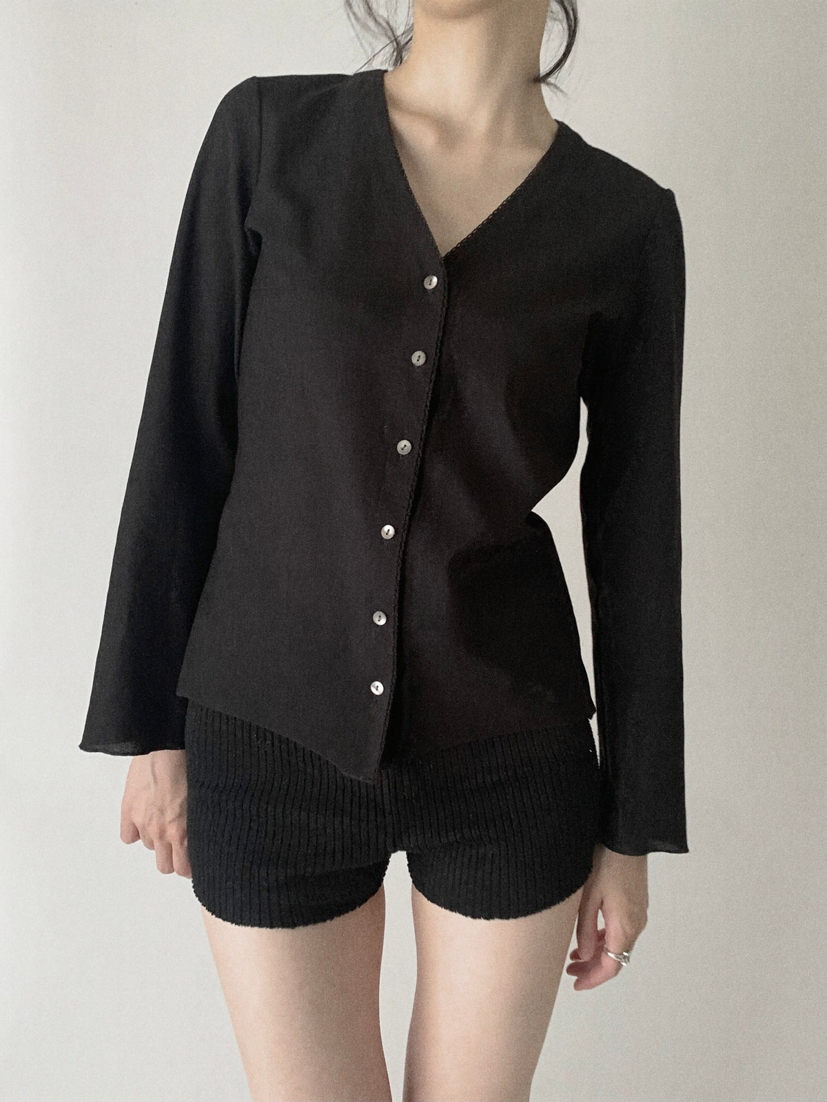 black shell buttons cardigan