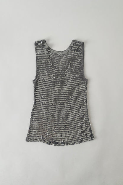 gray sequins v neck tops
