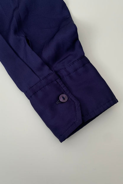 purple blue satin blouse