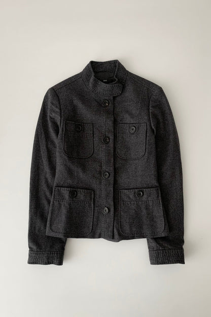 dark gray buttons design wool jacket