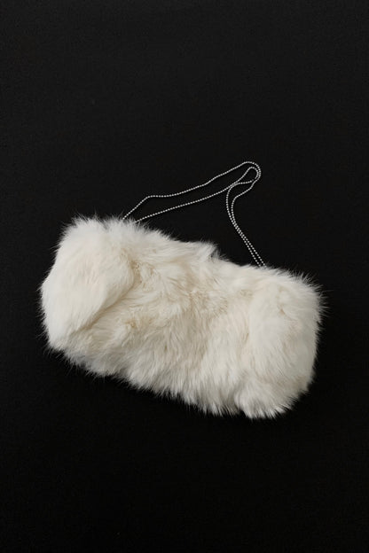 white fur chain mini bag