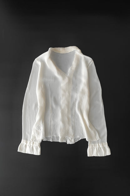 light beige silk see-through blouse