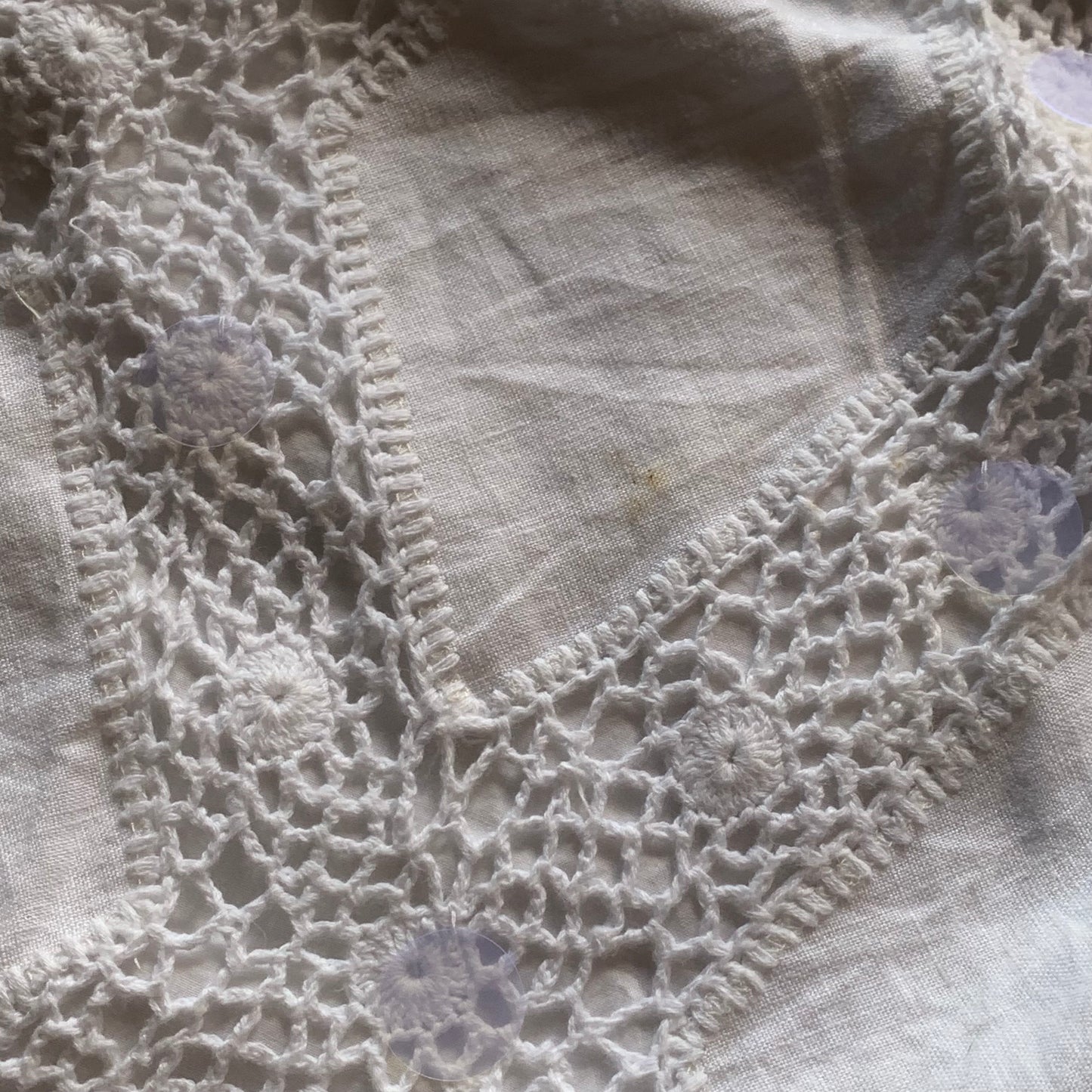 white crochet sequins skirt