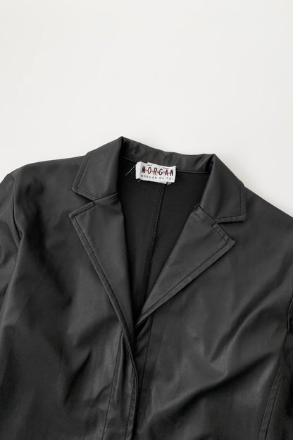 black  leather long coat