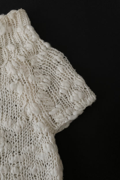 ivory openwork knit tops
