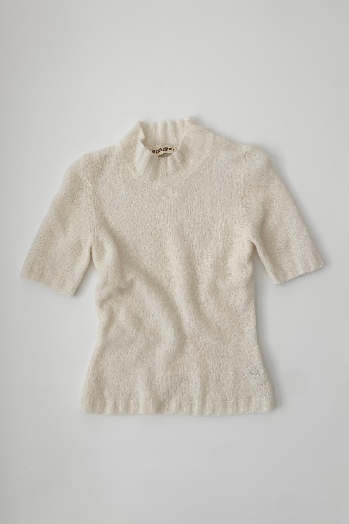 Italy ivory knit short sleeve tops
