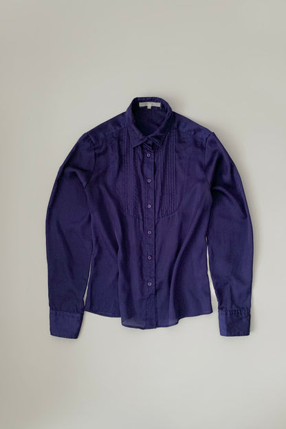 purple blue satin blouse