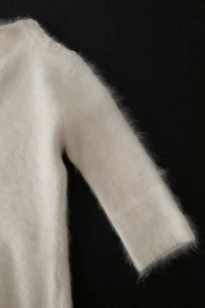 white angora fur knit tops