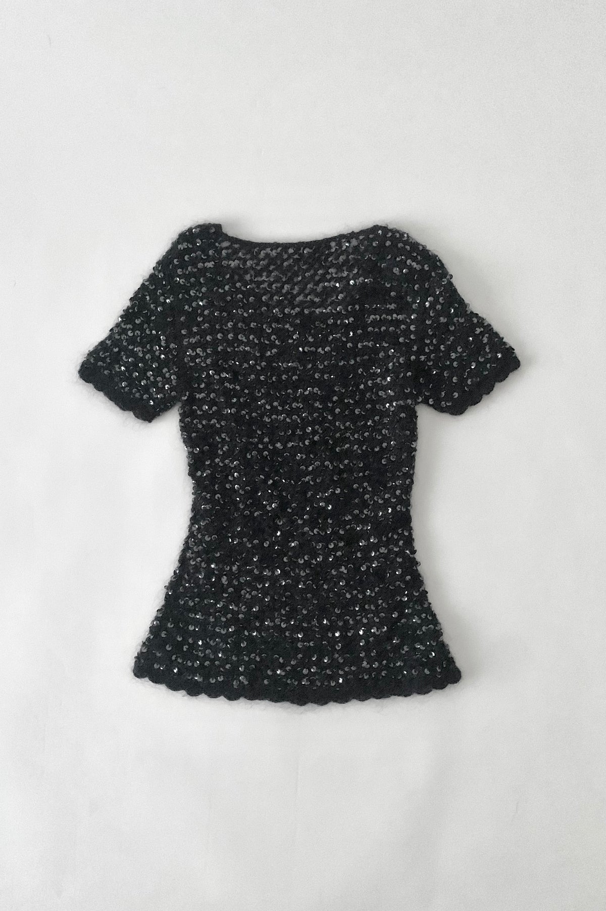 black mohair sequins knit tops