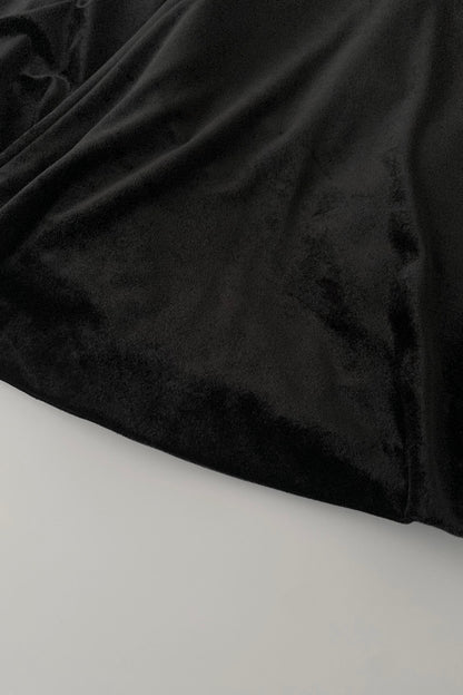black velours flare skirt