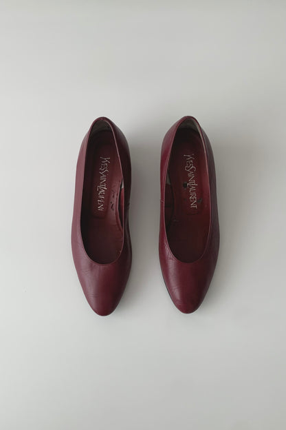YSL bordeaux leather pumps