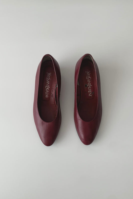 YSL bordeaux leather pumps