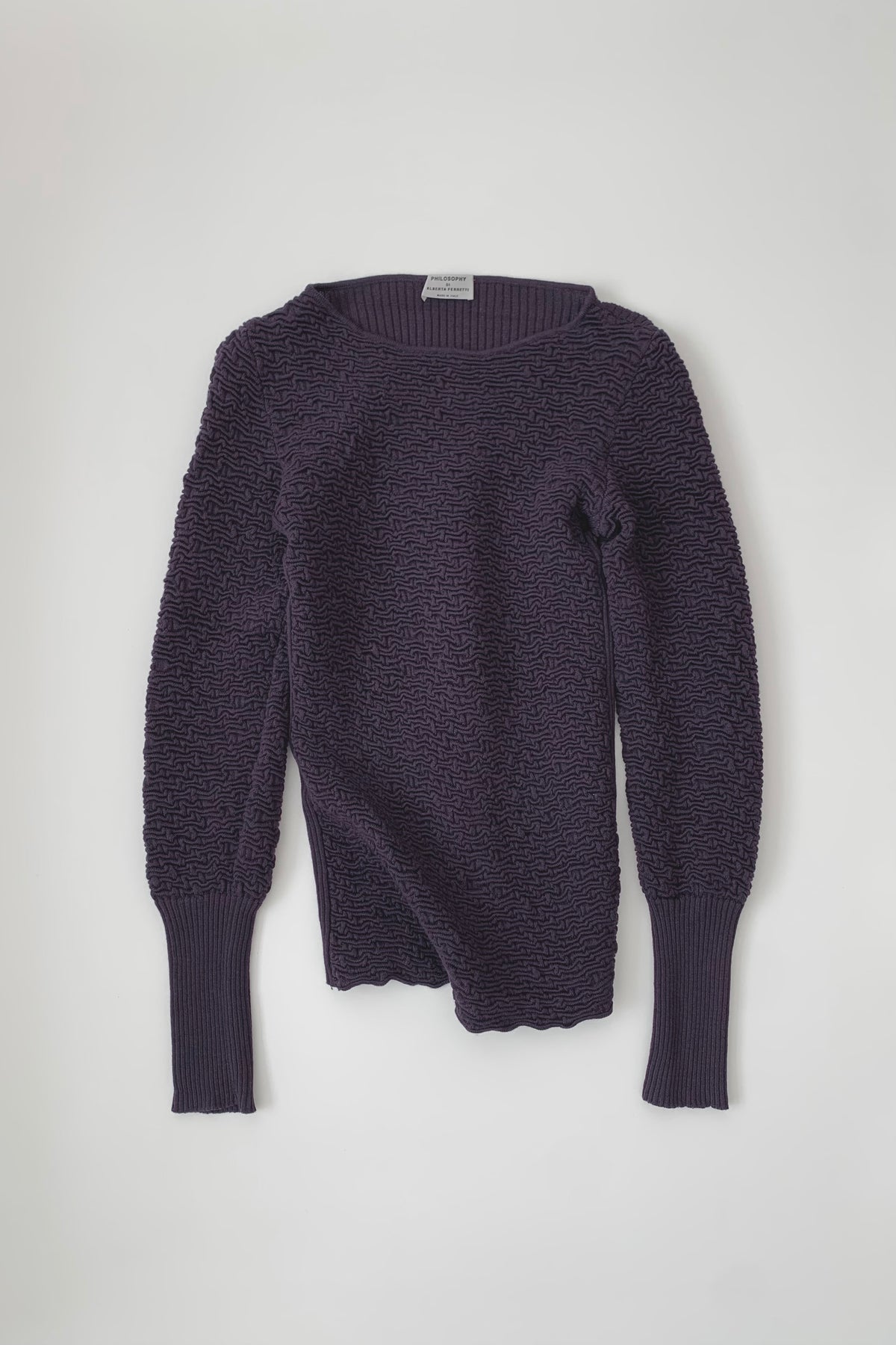 Italy dark purple textured wool knit tops