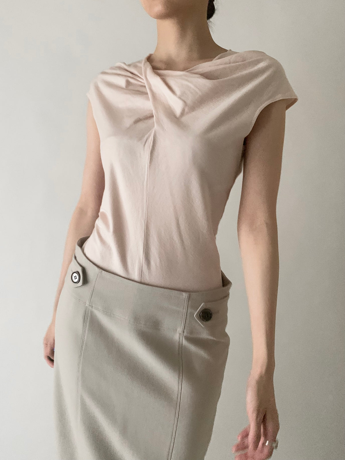 DKNY light pink gather tops