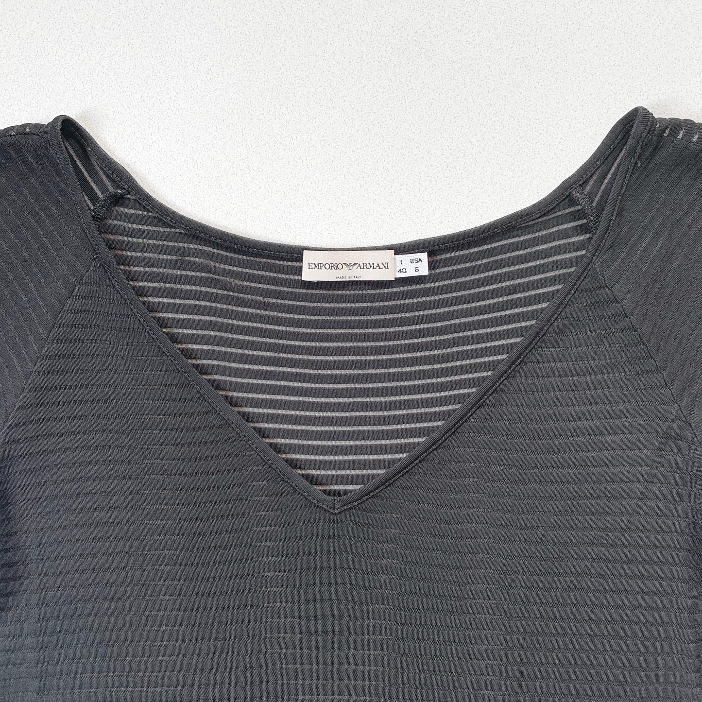 ARMANI black sheer stripe tops