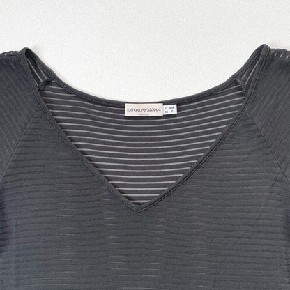 ARMANI black sheer stripe tops