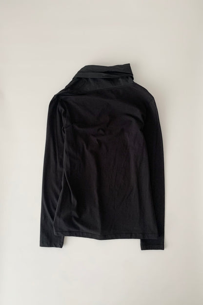Italy black neck crinkle tops