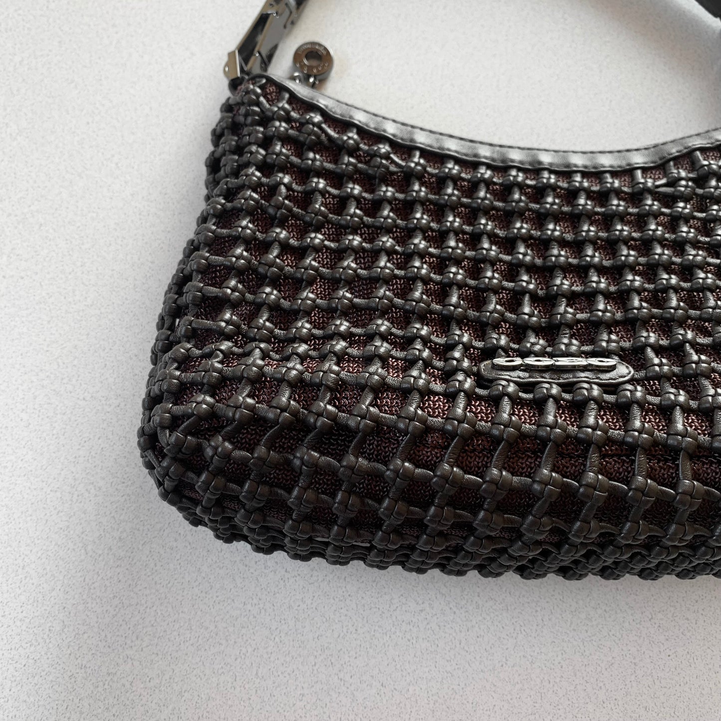 rattan motif mini bag
