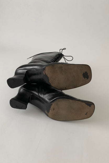 PRADA black lace up boots