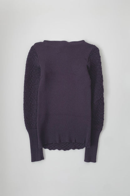 Italy dark purple textured wool knit tops