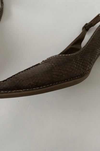 brown leather mule