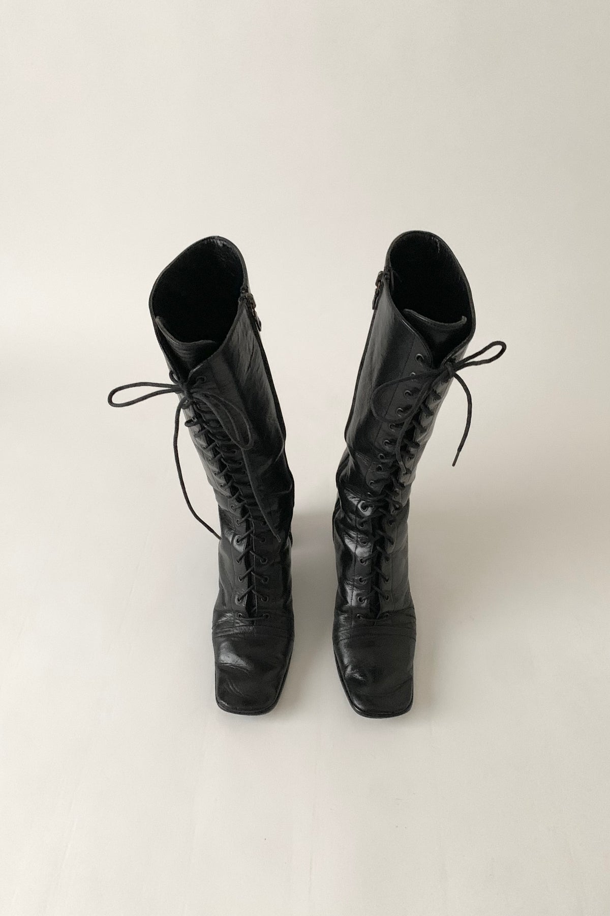 PRADA black lace up boots