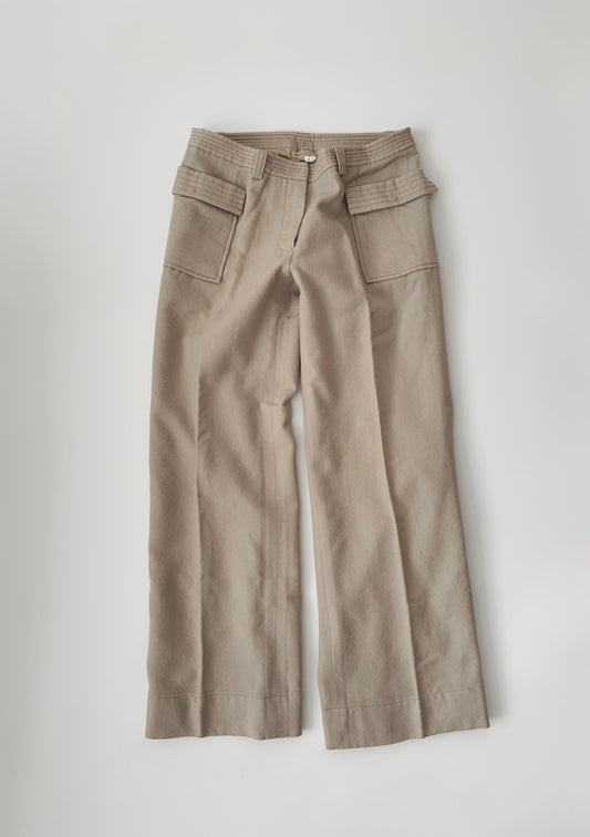 yellow beige wool pants