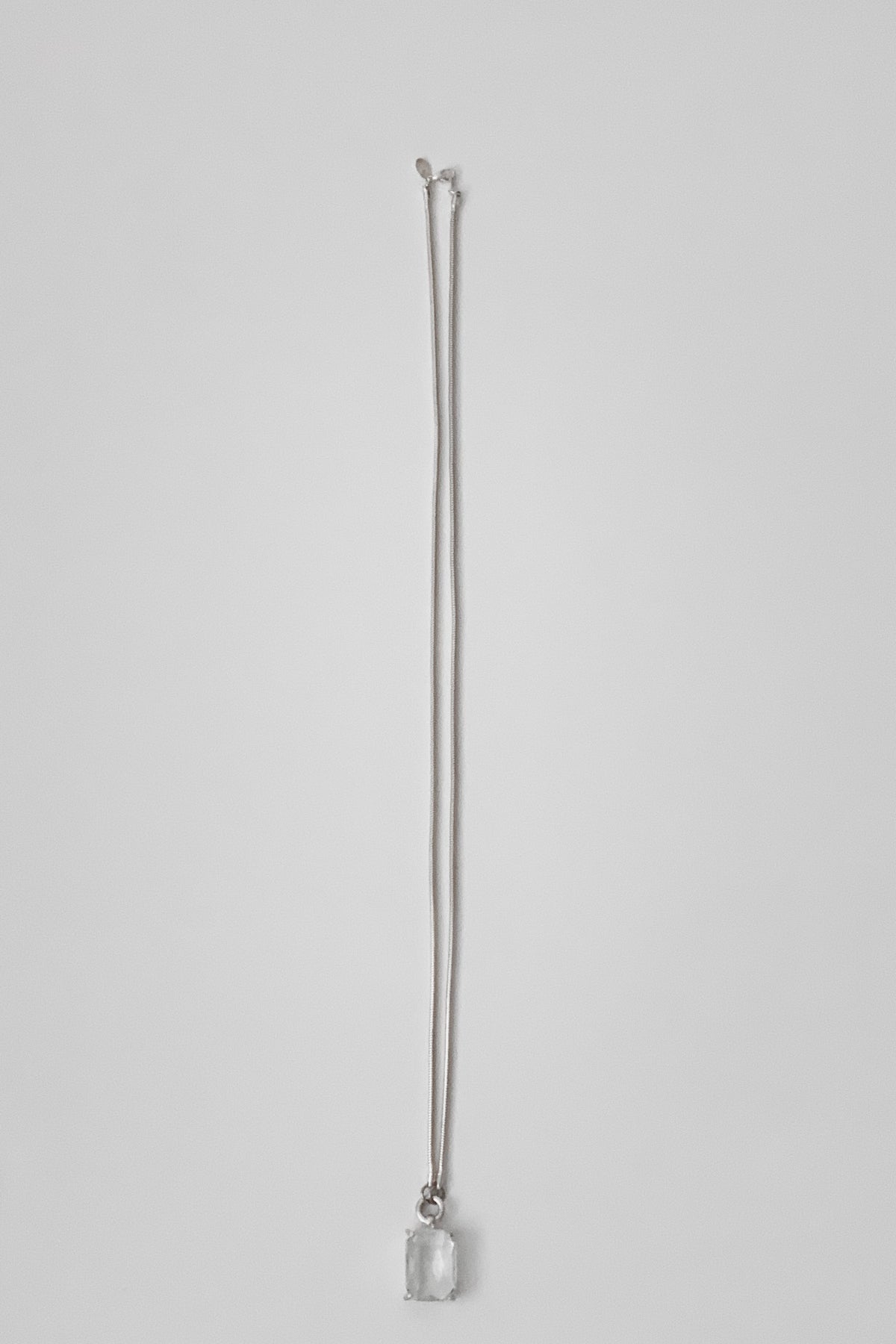 silver crystal long necklace