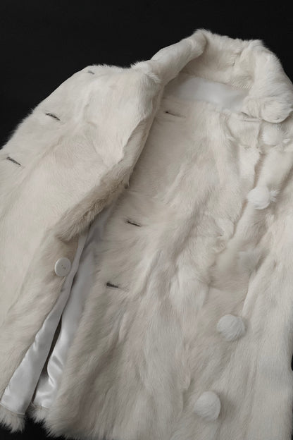 goat fur double breasted  jacket