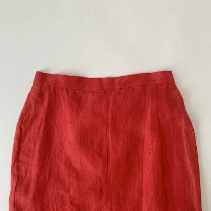 Italy red linen flare skirt