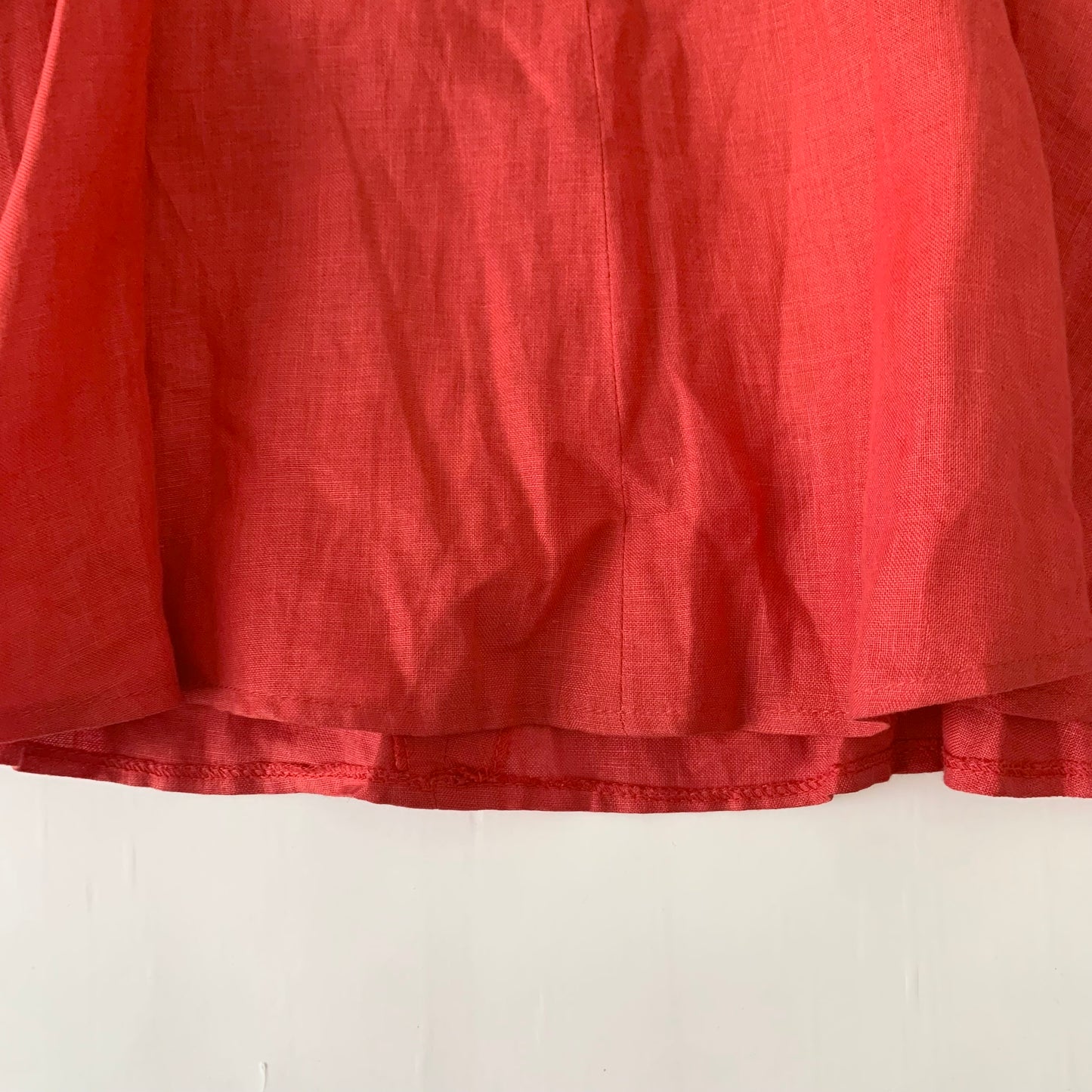 Italy red linen flare skirt