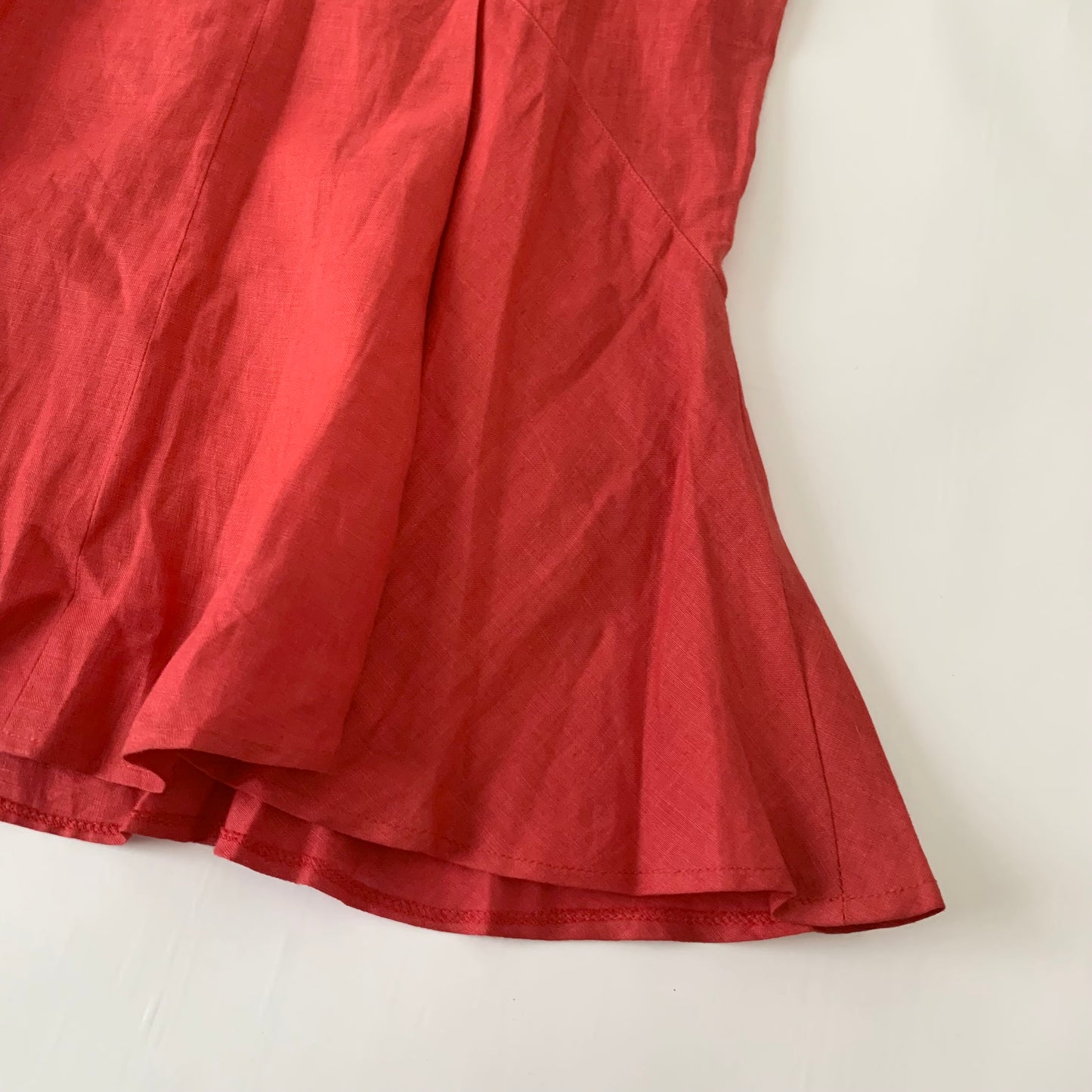 Italy red linen flare skirt