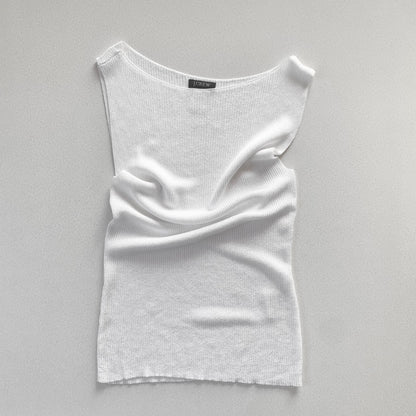 white shirring rib tops