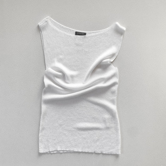 white shirring rib tops